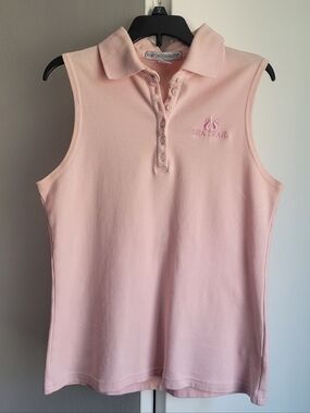 Port Authority Pink Cotton Women's Golf Tank Embroidered Seahorses